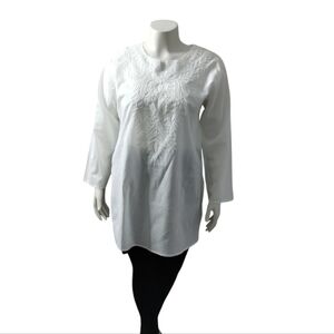 Viva Women's Embroidered Cotton Summer Bohemian Flowy Tunic Size XL Beach Resort